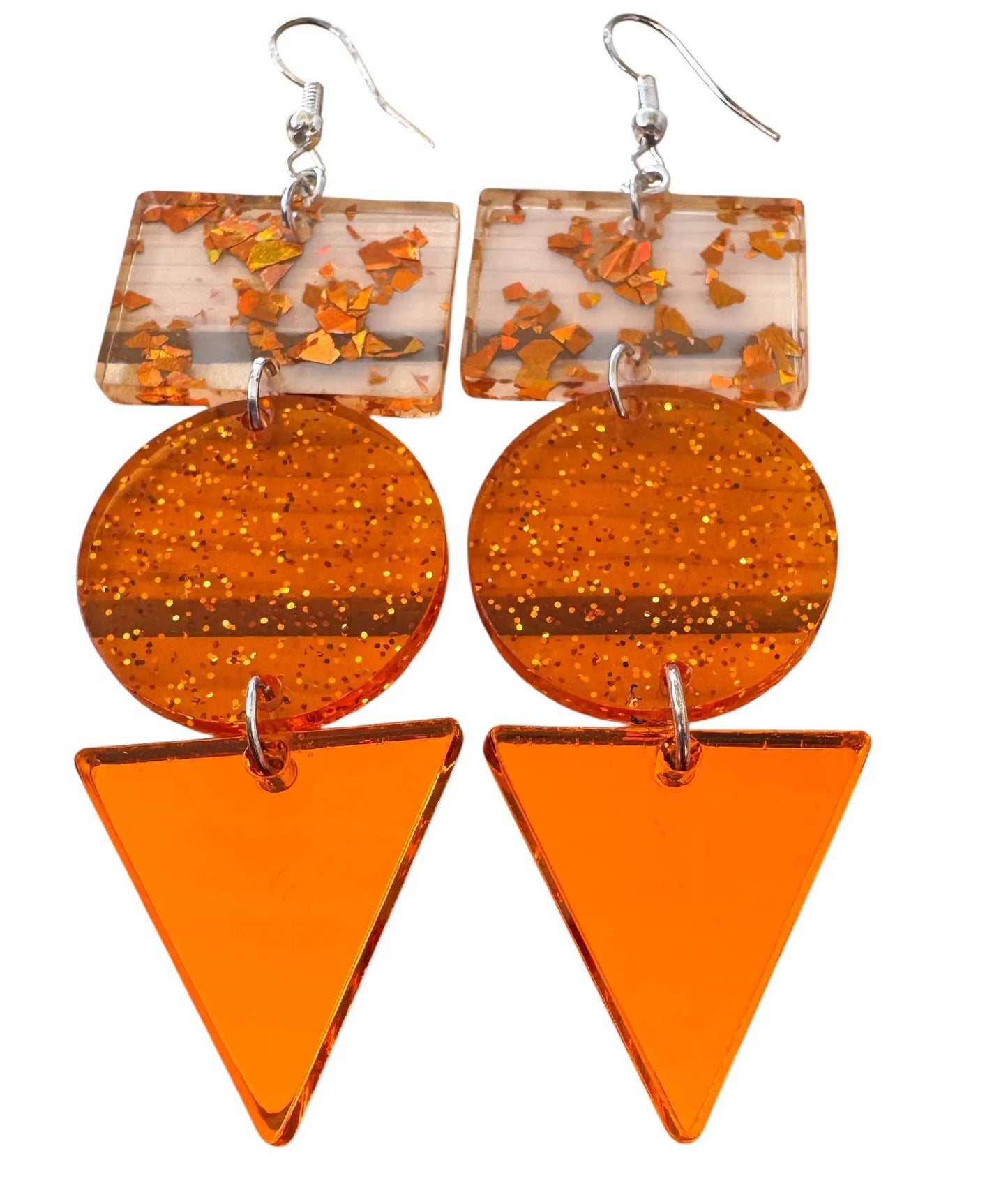 Truly Olive Orange Sparkle Dangle Earrings - Earrings Dangle Earrings