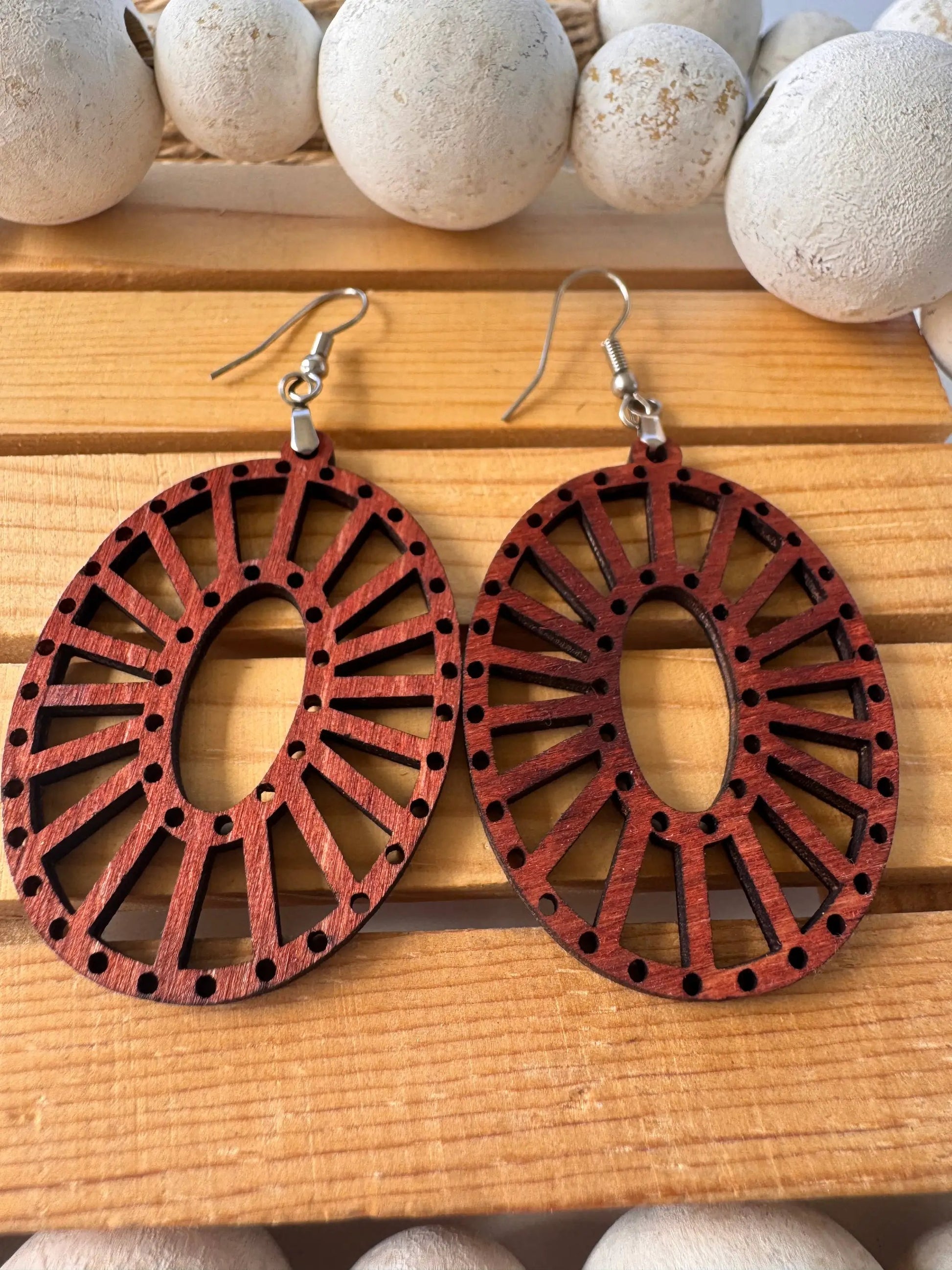 Truly Olive Lightweight Wooden Earrings All Day Wear - Earrings Dangle Earrings