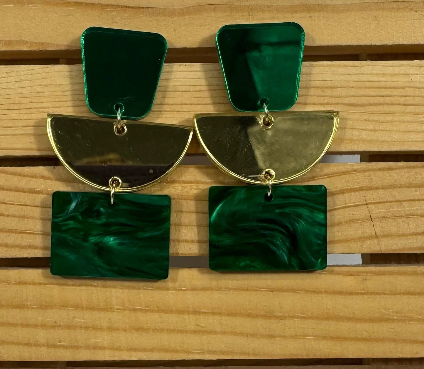 Truly Olive Green and Gold Dazzling Holiday Dangles - Earrings Dangle Earrings