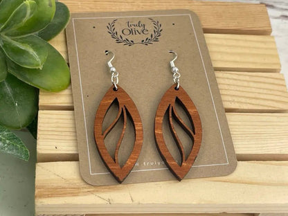 Truly Olive Delicately Crafted Wooden Earrings - Earrings Dangle Earrings