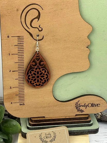 Truly Olive Natural Wooden Earrings - Earrings Dangle Earrings