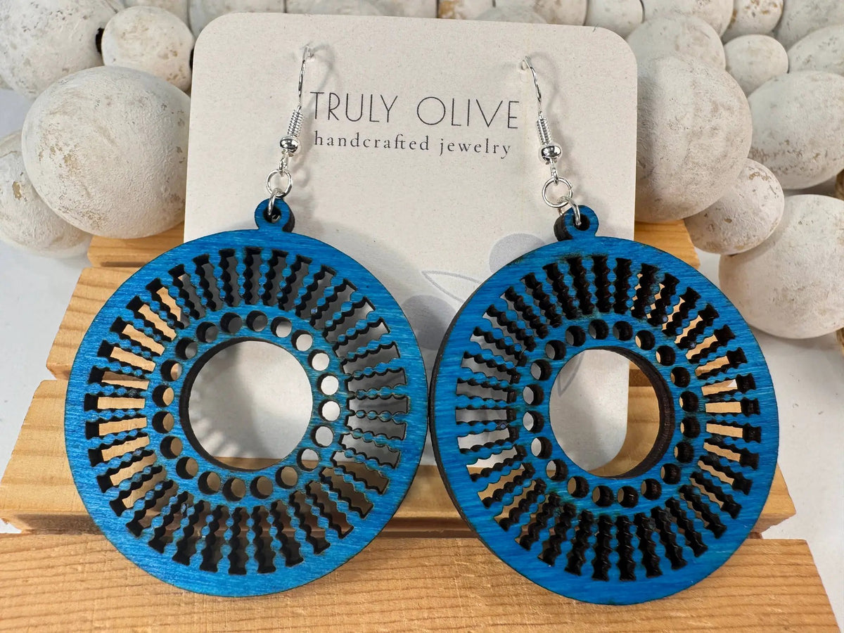 Truly Olive Quality Wood Handcrafted Lightweight Wood Earrings - Earrings Dangle Earrings