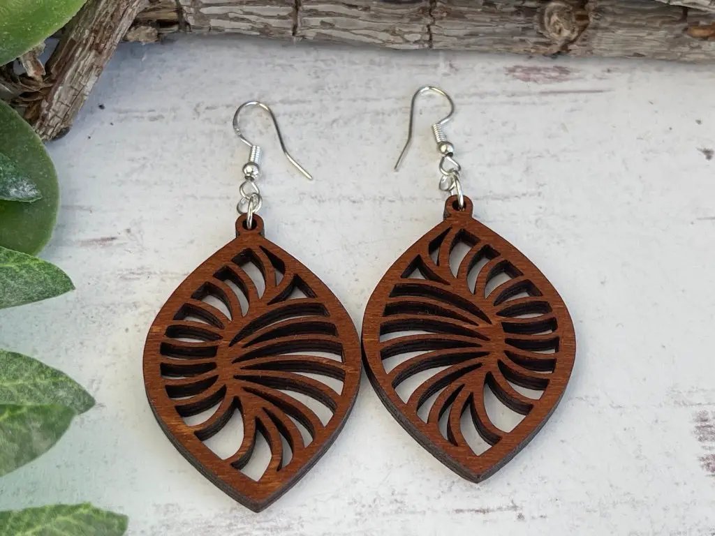 Truly Olive Stylish Geometric Wood Earrings - Earrings Dangle Earrings
