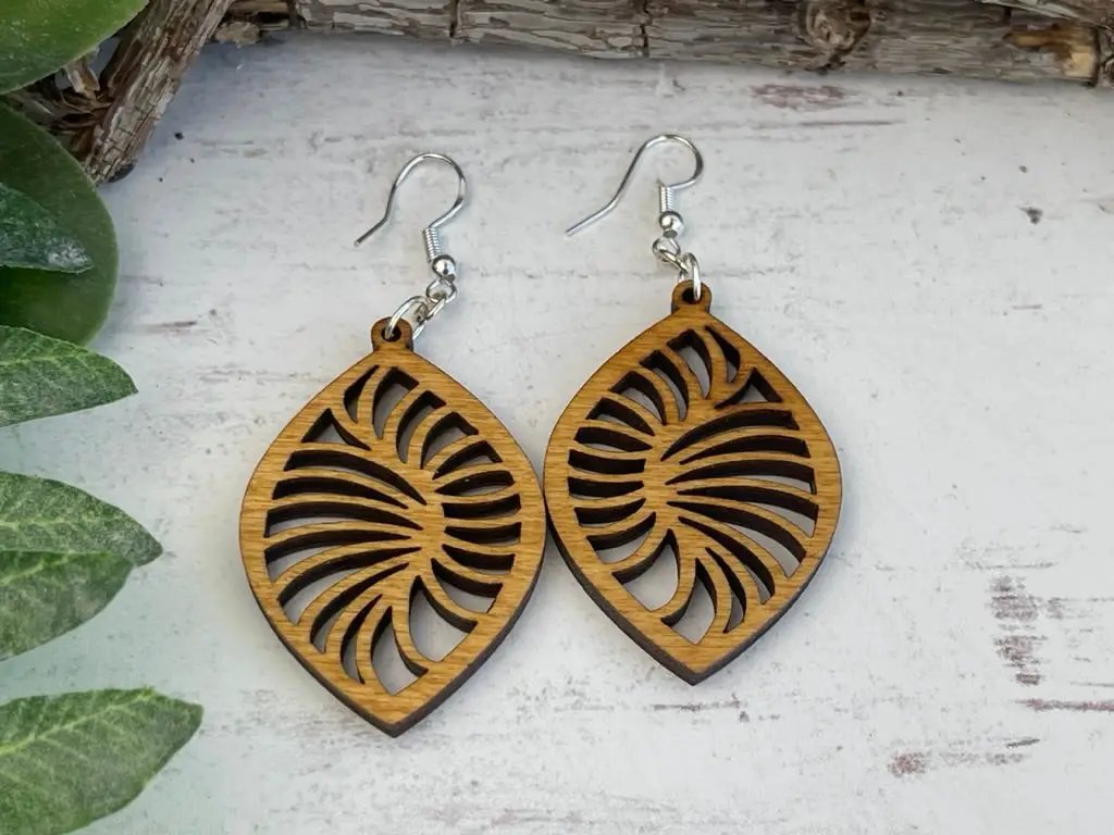 Truly Olive Stylish Geometric Wood Earrings - Earrings Dangle Earrings
