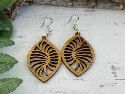 Truly Olive Stylish Geometric Wood Earrings - Earrings Dangle Earrings