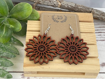 Truly Olive Bohemian Wood Earrings - Earrings Dangle Earrings