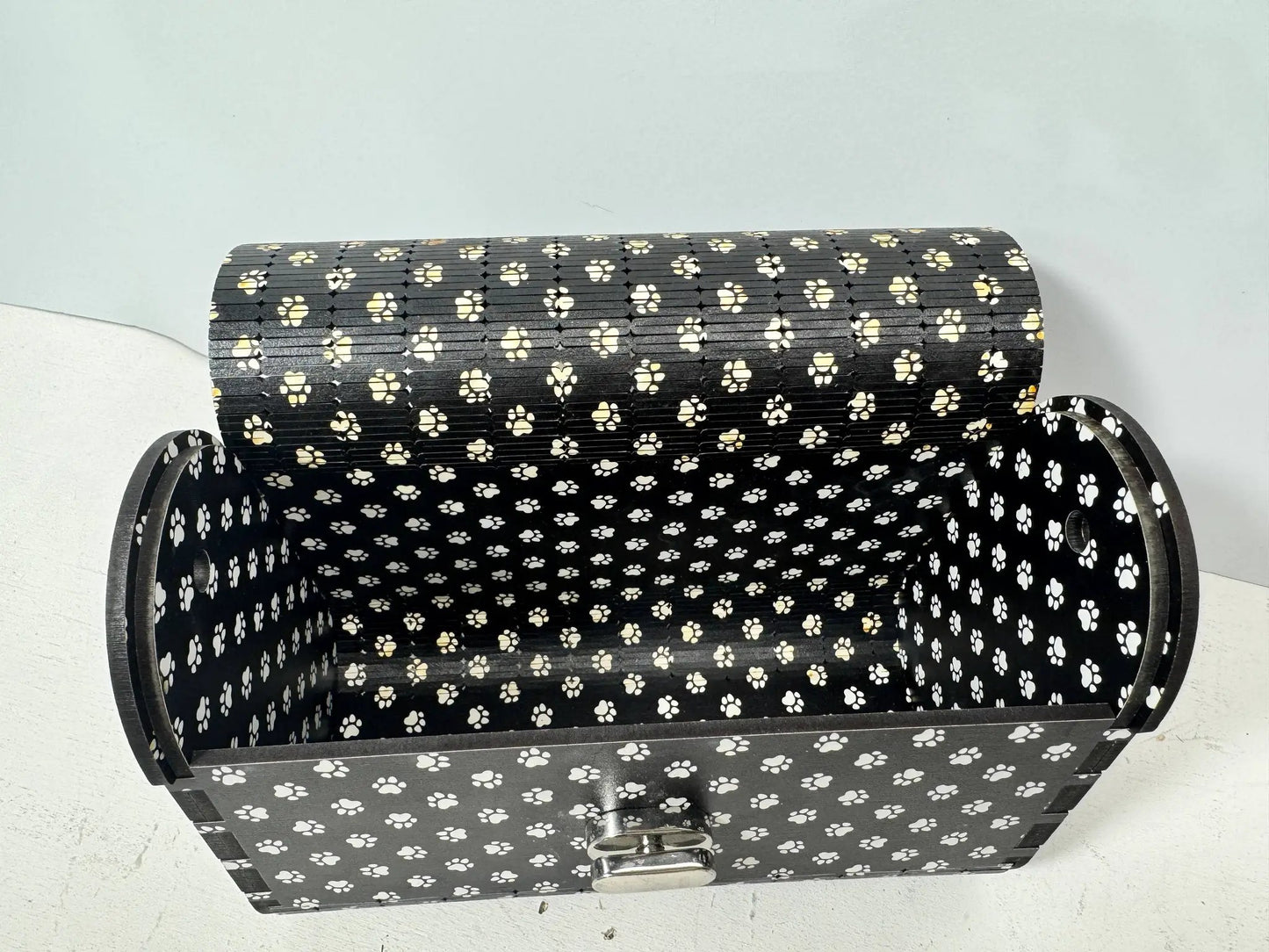 Truly Olive Puppy Paw Print Blue Flower Pattern Wood Handbag Clutch Purse - Clutch Bags Clutch Bag - Women's