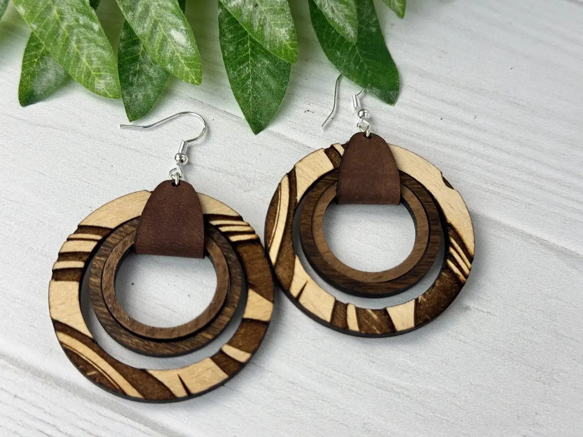 Truly Olive Wood Nested Hoop Earrings - Earrings Dangle Earrings