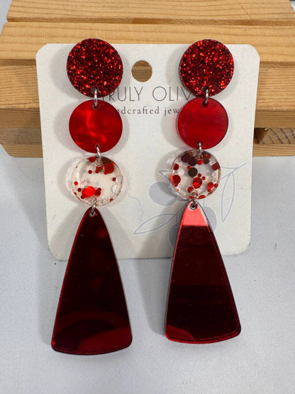 Truly Olive Gorgeous Red Christmas Holiday Dangle Earrings - Earrings Dangle Earrings