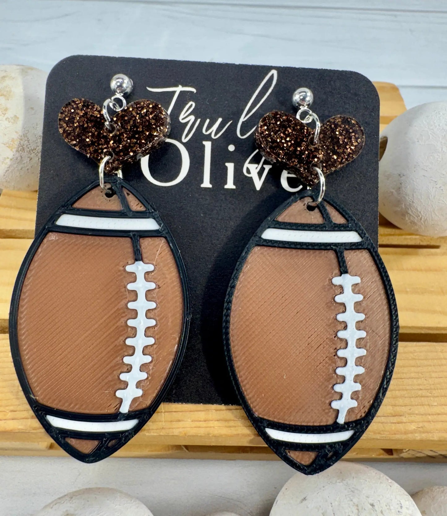 Truly Olive Customizable Football Earrings Choose Your Team Colors Game Day Statement Jewelry 2026 - Earrings Dangle Earrings