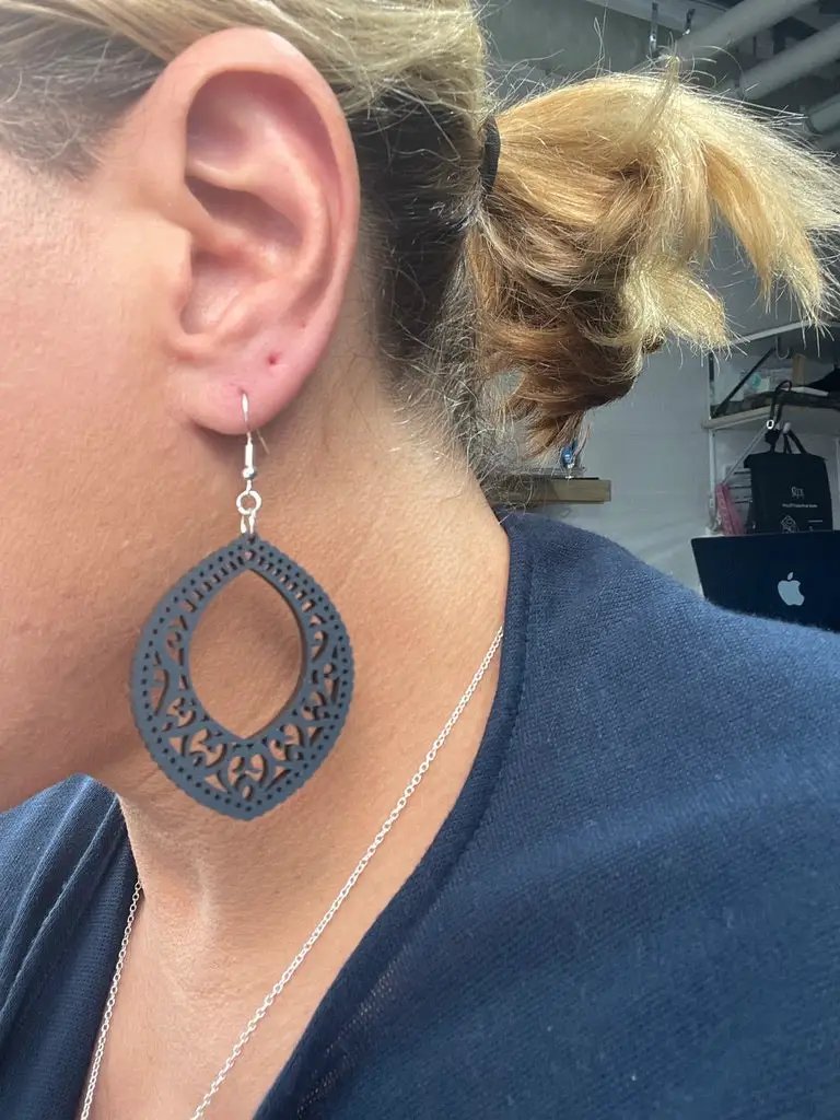Truly Olive Stunning Wood Mandala Earrings in Unique Oval Shape - Earrings Dangle Earrings