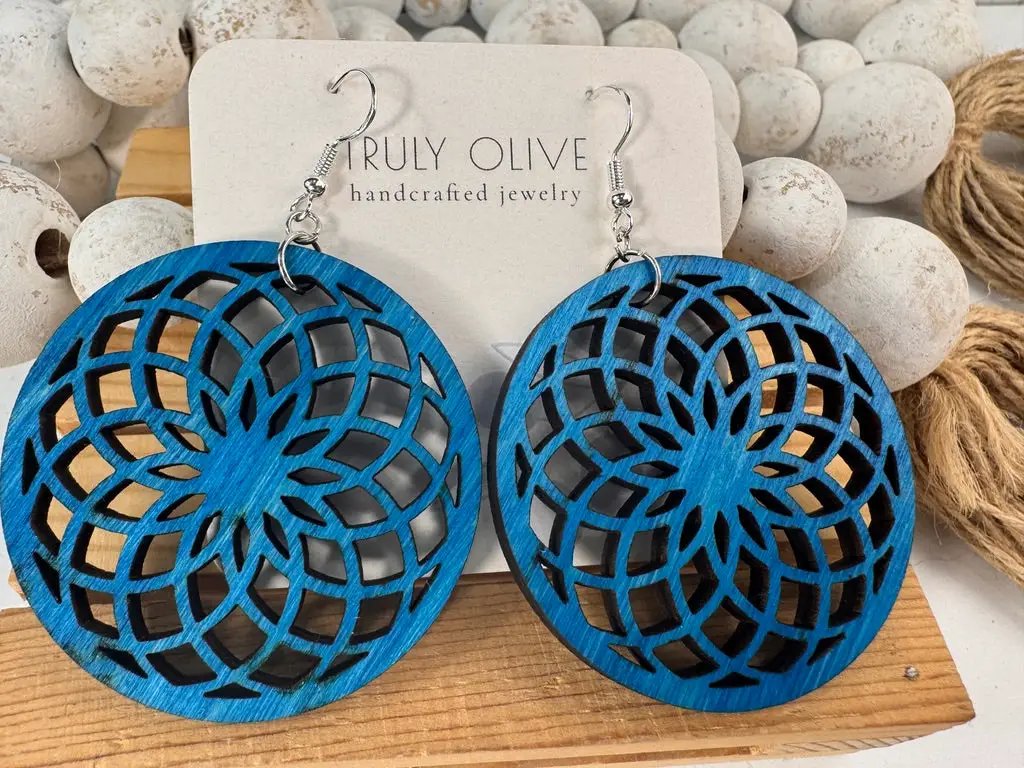 Truly Olive Wooden Boho Earrings All Day Wear - Earrings Dangle Earrings