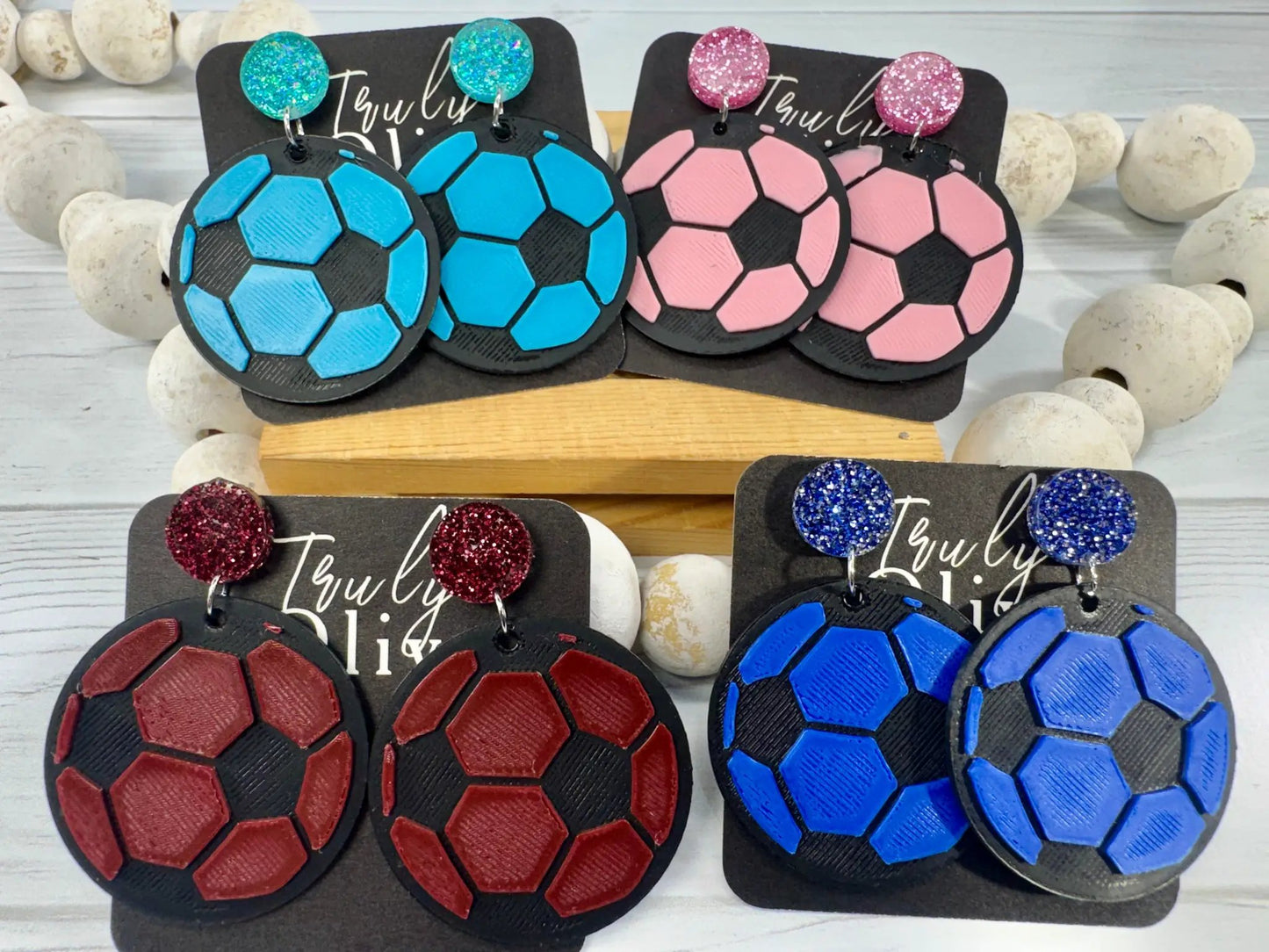 Trulyolive Customizable Soccer Ball Earrings Team Colors - Earrings Stud/Post Earrings