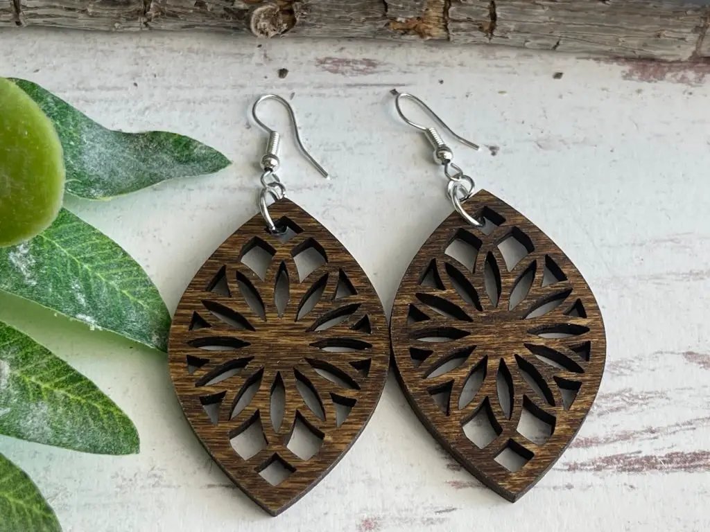 Truly Olive Bohemian Wooden Earrings - Earrings Dangle Earrings