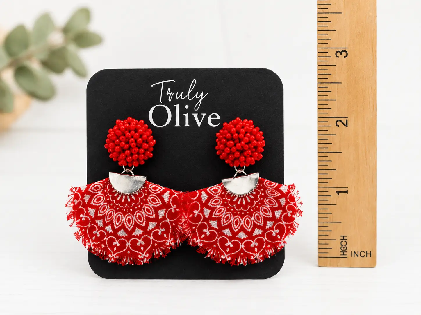Truly Olive Bring bold western style to your jewelry collection with these handcrafted Red Bandana Fringe Statement Earrings from Truly Olive. - Earrings Dangle Earrings