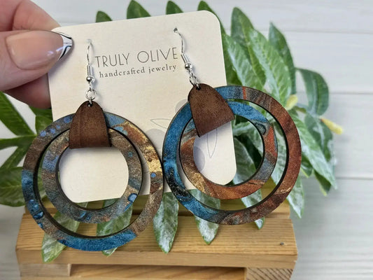 Truly Olive Colorful Blue Statement Hoop Earrings - Earrings Dangle Earrings