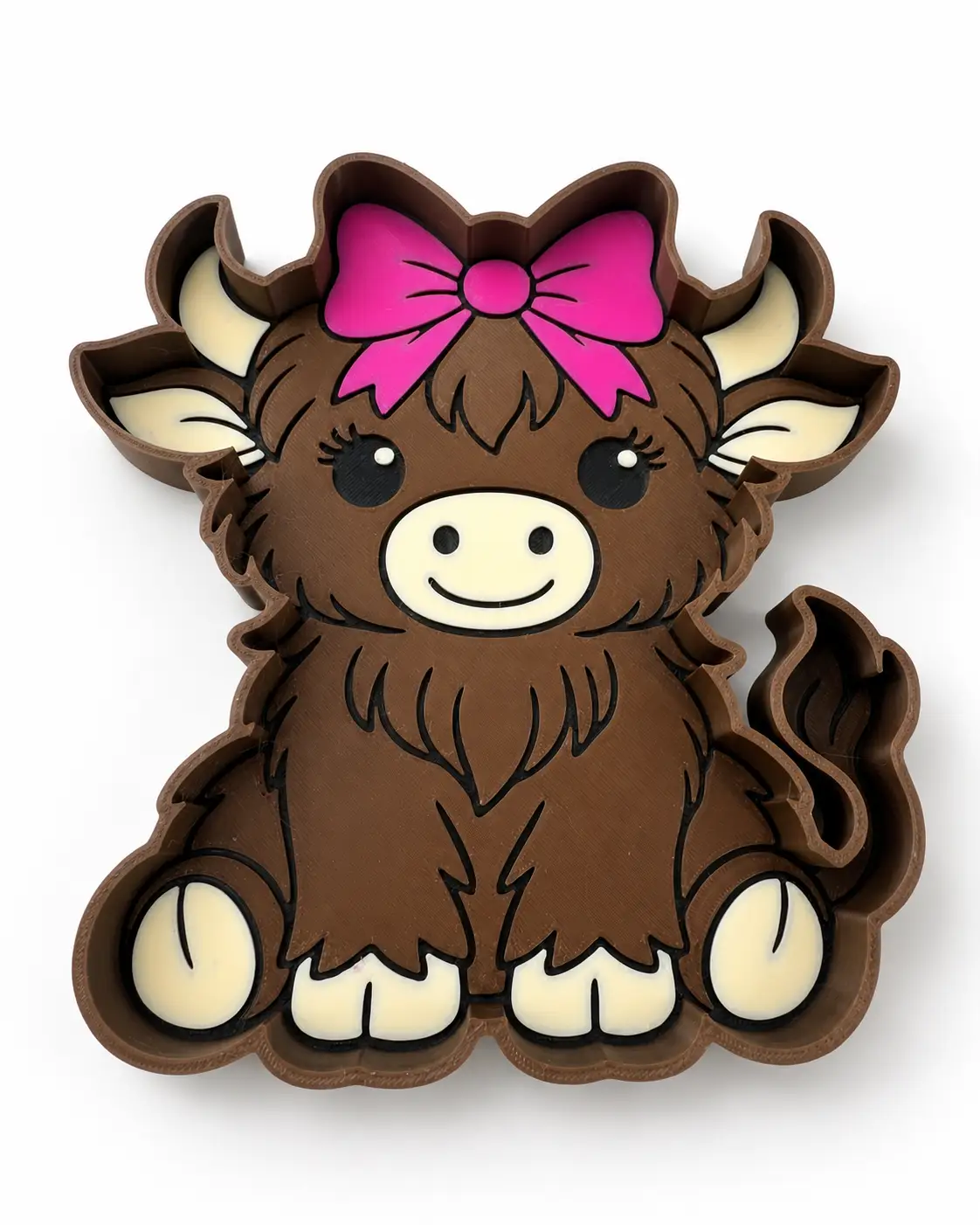 Truly Olive Highland Cow Trinket Tray | Pink Bow Jewelry Dish & Catchall Tray - Decorative Trays Trinket Tray