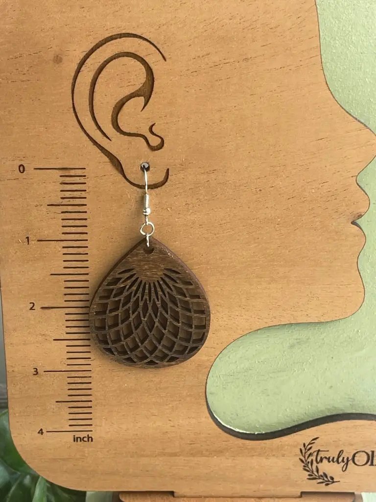 Truly Olive Wooden Statement Earrings - Earrings Dangle Earrings
