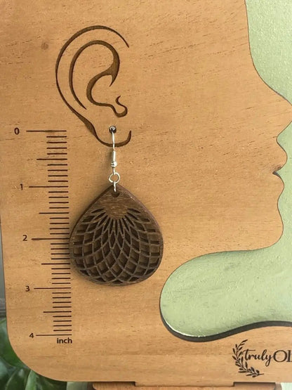 Truly Olive Wooden Statement Earrings - Earrings Dangle Earrings
