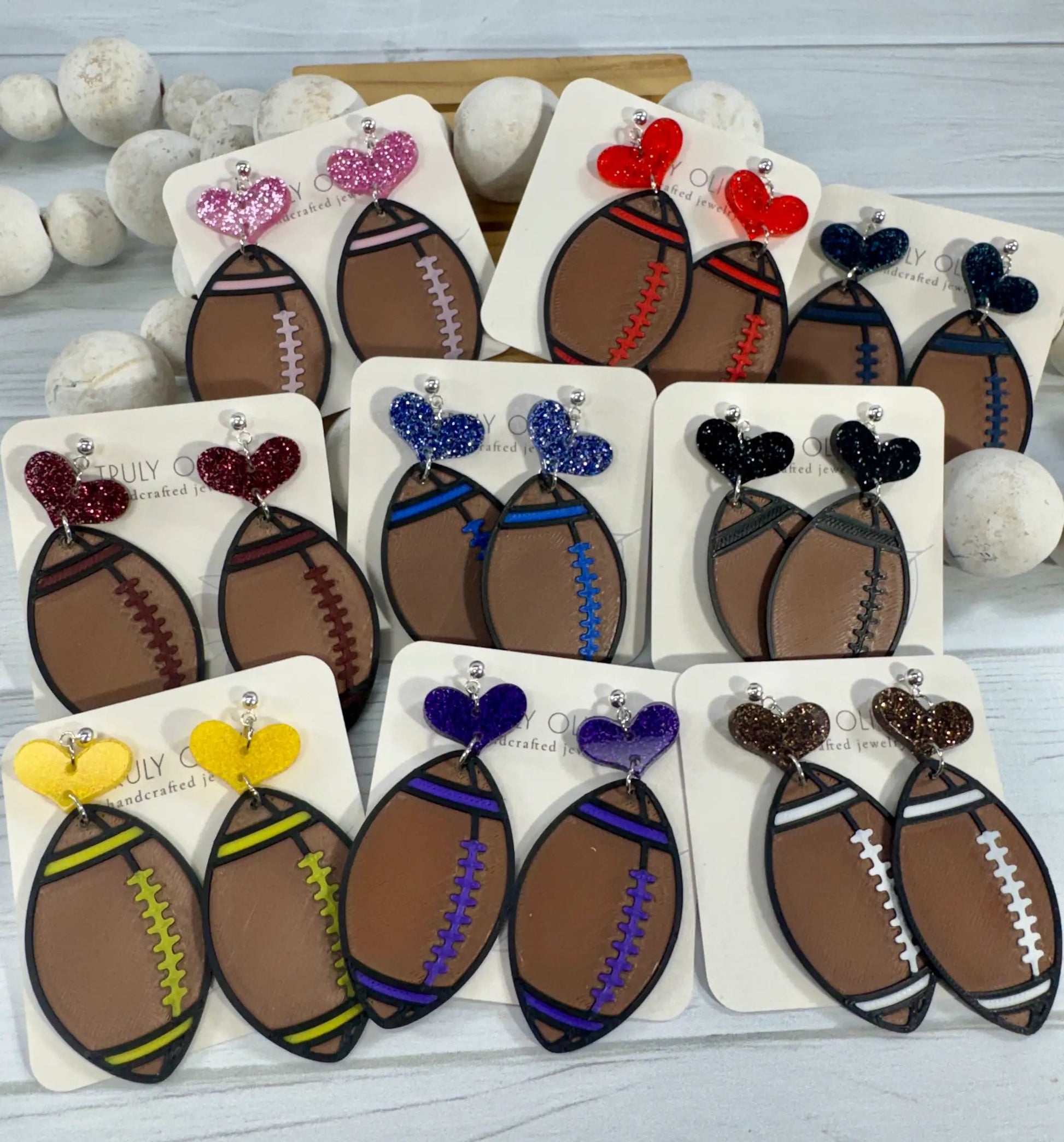 Truly Olive Customizable Football Earrings Choose Your Team Colors Game Day Statement Jewelry 2026 - Earrings Dangle Earrings