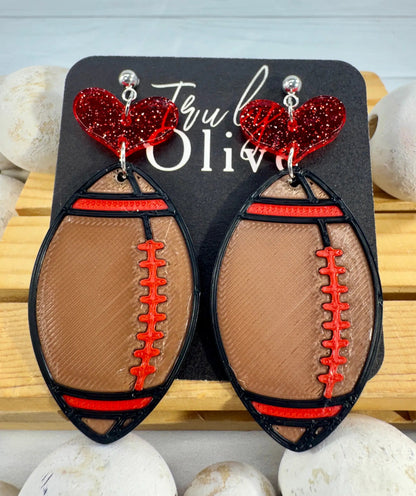 Truly Olive Customizable Football Earrings Choose Your Team Colors Game Day Statement Jewelry 2026 - Earrings Dangle Earrings