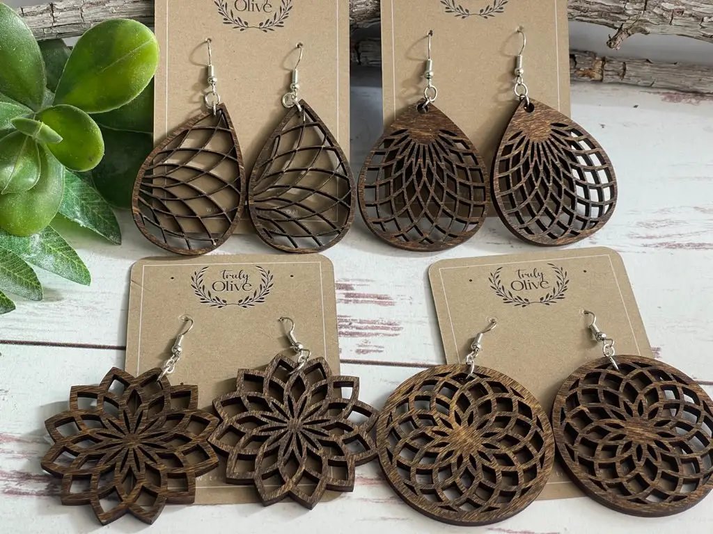 Truly Olive Wooden Boho Earrings All Day Wear - Earrings Dangle Earrings
