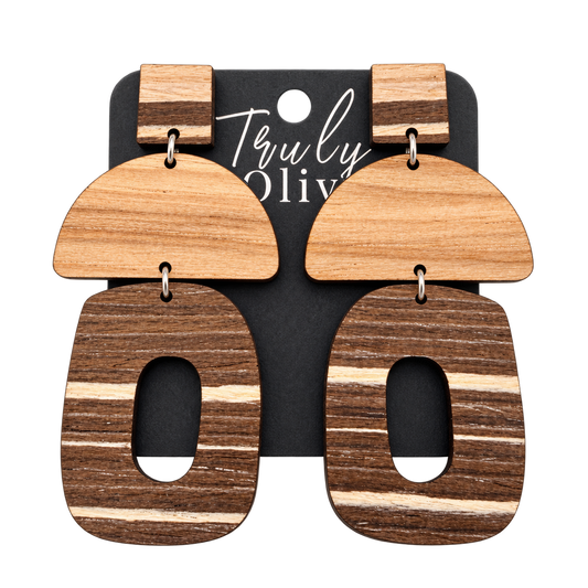 Truly Olive Cafe Mocha Chai Wooden Earrings - Earrings Dangle Earrings