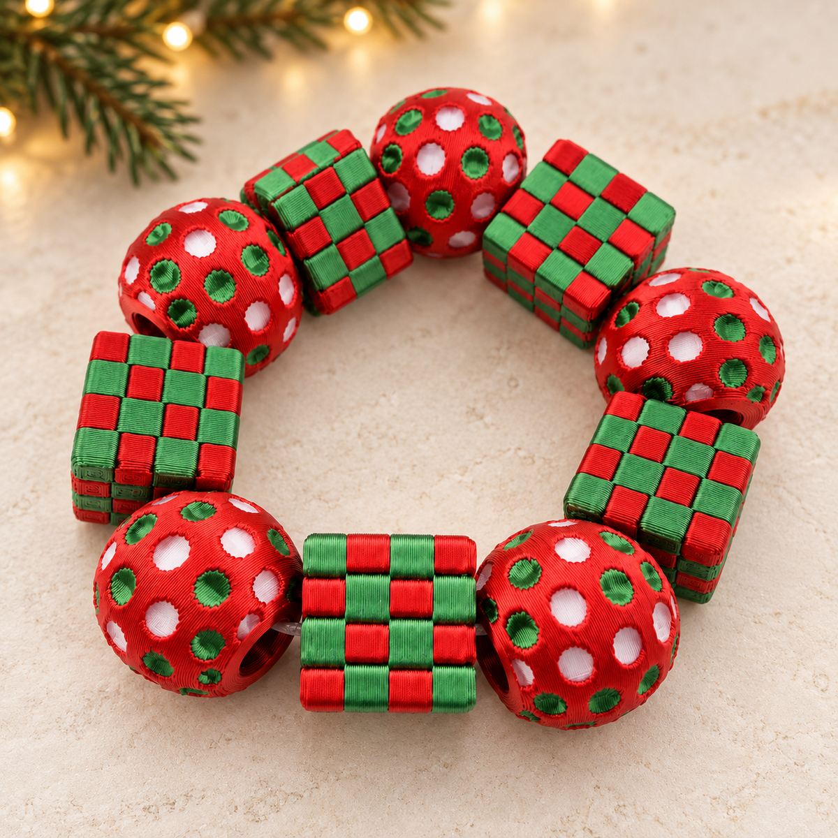 Truly Olive Holiday Cheer Checkerboard & Polka Dot Stretch Bracelet - Bracelets Bracelets