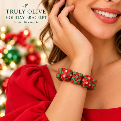 Truly Olive Holiday Cheer Checkerboard & Polka Dot Stretch Bracelet - Bracelets Bracelets