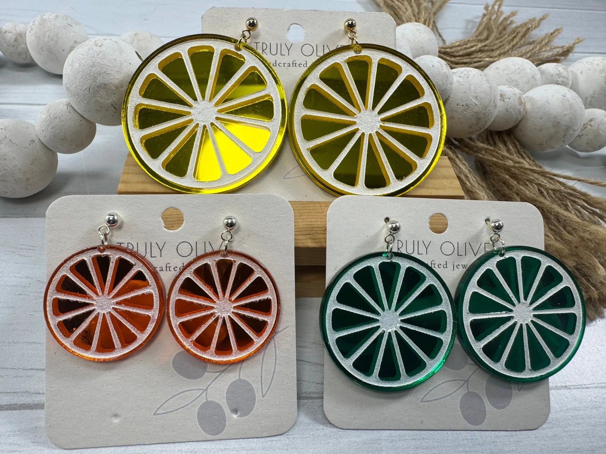Trulyolive Citrus Slice Earrings - Bright and Shiny Citrus Earrings - Earrings Stud/Post Earrings