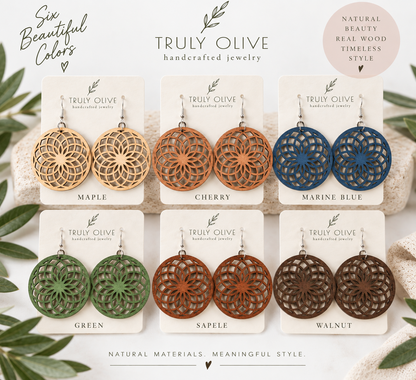 Truly Olive Wooden Boho Earrings All Day Wear - Earrings Dangle Earrings