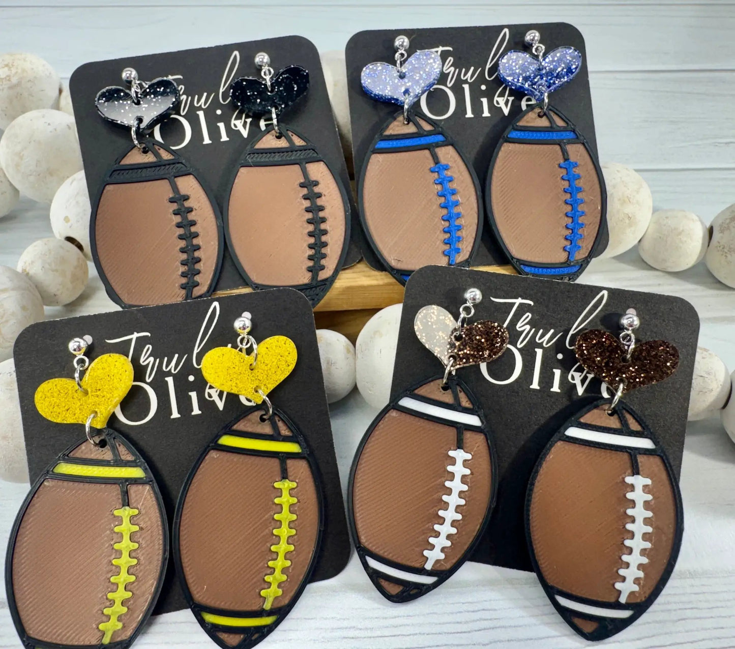 Truly Olive Customizable Football Earrings Choose Your Team Colors Game Day Statement Jewelry 2026 - Earrings Dangle Earrings