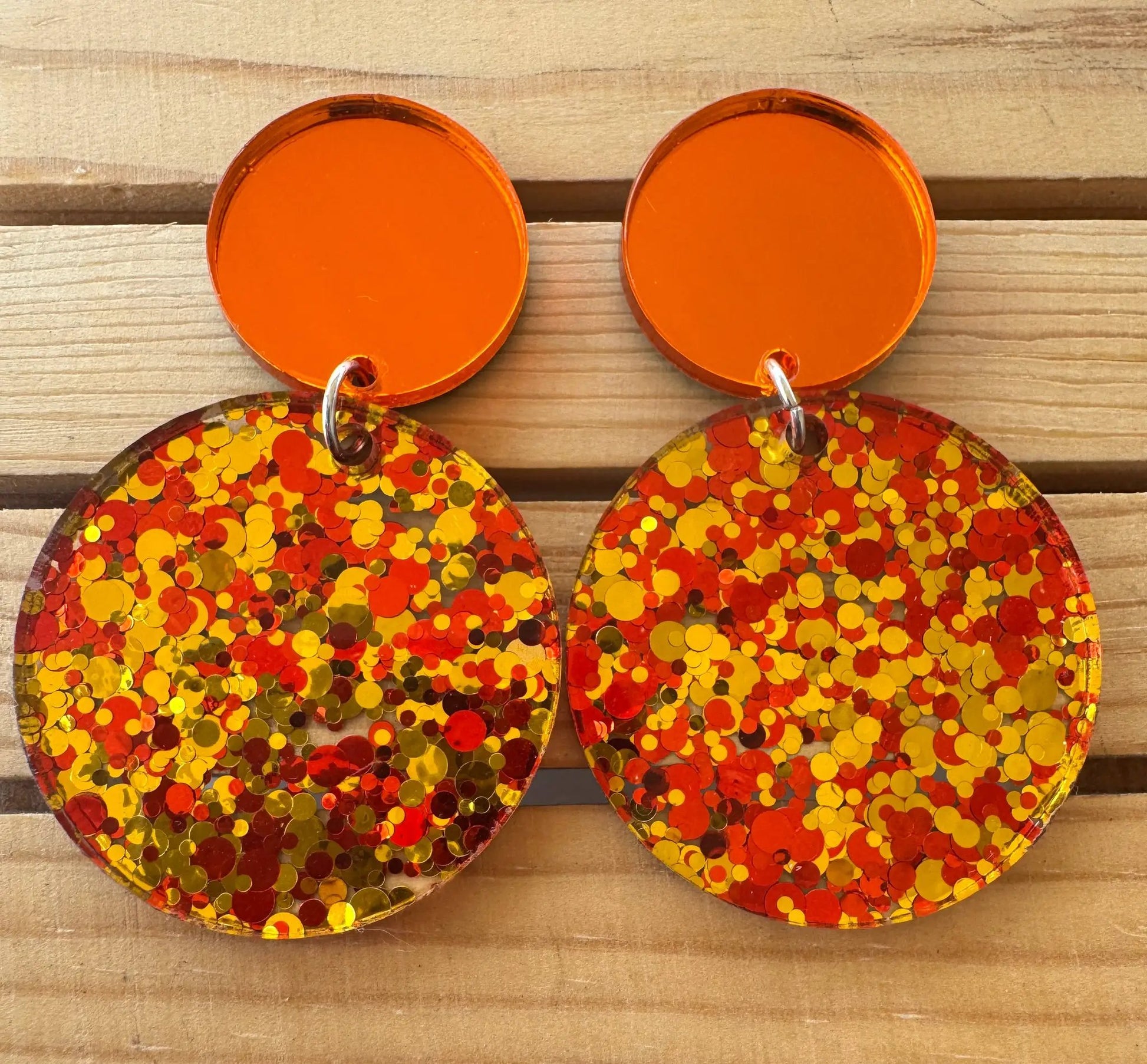 Truly Olive Sparkly Fun Confetti Fall Dangle Earrings - Earrings Stud/Post Earrings