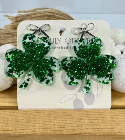 Trulyolive St Patty's Day 4 Leaf Clover Dangle Earrings - Earrings