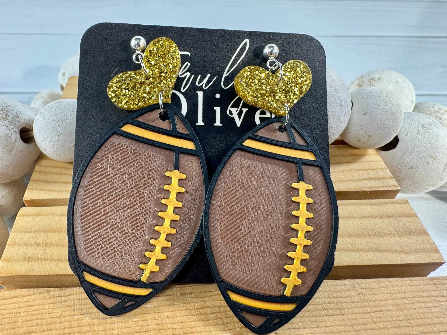 Truly Olive Customizable Football Earrings Choose Your Team Colors Game Day Statement Jewelry 2026 - Earrings Dangle Earrings