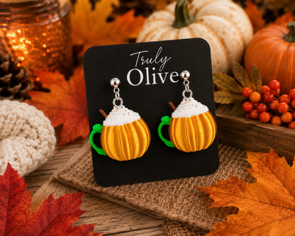 Truly Olive Pumpkin Spice Mug Earrings - Earrings Stud/Post Earrings