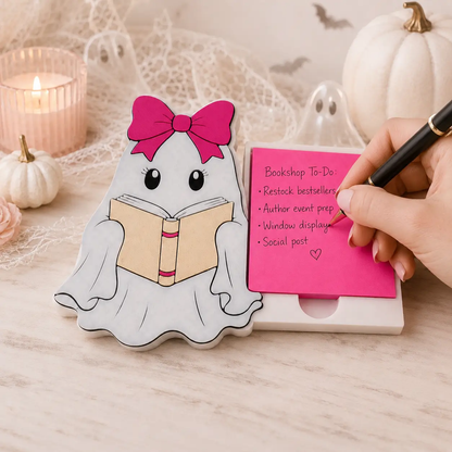 Truly Olive Cute Ghost Sticky Note Holder For Organized Home Office Desk - Notepads Notepad Holder