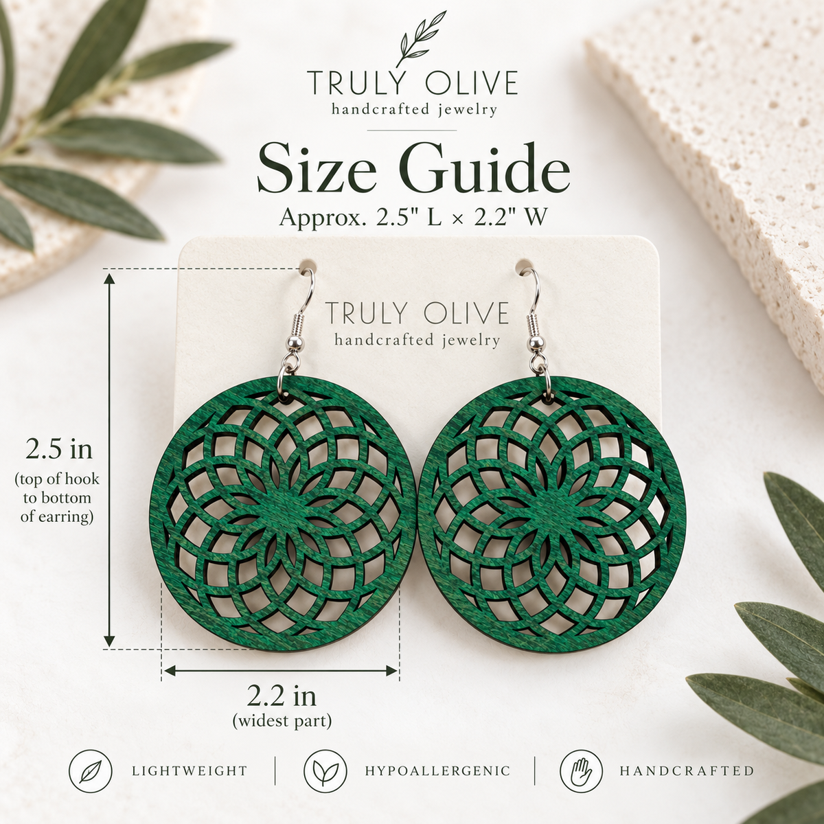 Truly Olive Wooden Boho Earrings All Day Wear - Earrings Dangle Earrings