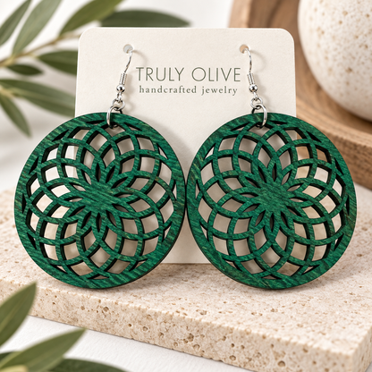 Truly Olive Wooden Boho Earrings All Day Wear - Earrings Dangle Earrings