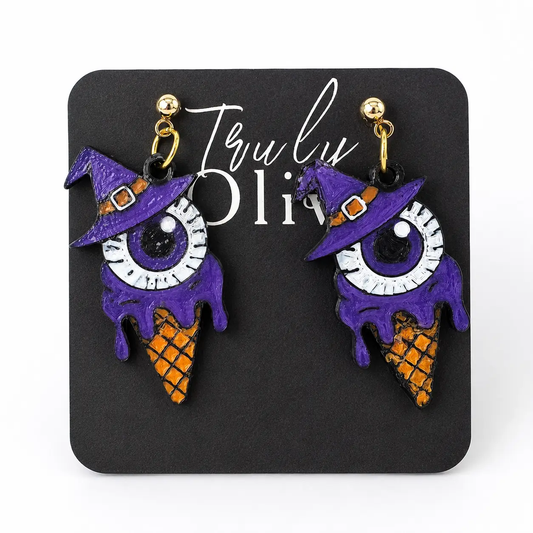 Trulyolive Spooky meets sweet with these handcrafted Skull Ice Cream Earrings by Truly Olive. - Earrings Stud/Post Earrings