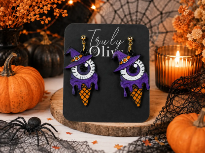 Trulyolive Spooky meets sweet with these handcrafted Skull Ice Cream Earrings by Truly Olive. - Earrings Stud/Post Earrings