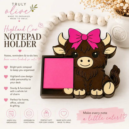Truly Olive Functional Highland Cow Desk Organizer Five Piece Office Bundle - Desktop Organizers Desk Organizers