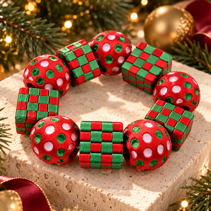 Truly Olive Holiday Cheer Checkerboard & Polka Dot Stretch Bracelet - Bracelets Bracelets