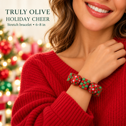 Truly Olive Holiday Cheer Checkerboard & Polka Dot Stretch Bracelet - Bracelets Bracelets