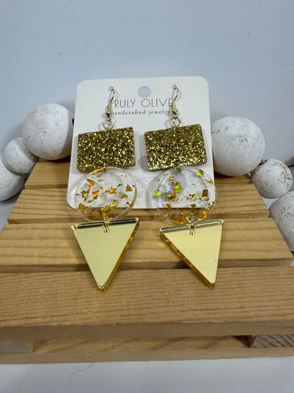 Trulyolive Gold Glitter Holiday Earrings - Earrings Dangle Earrings