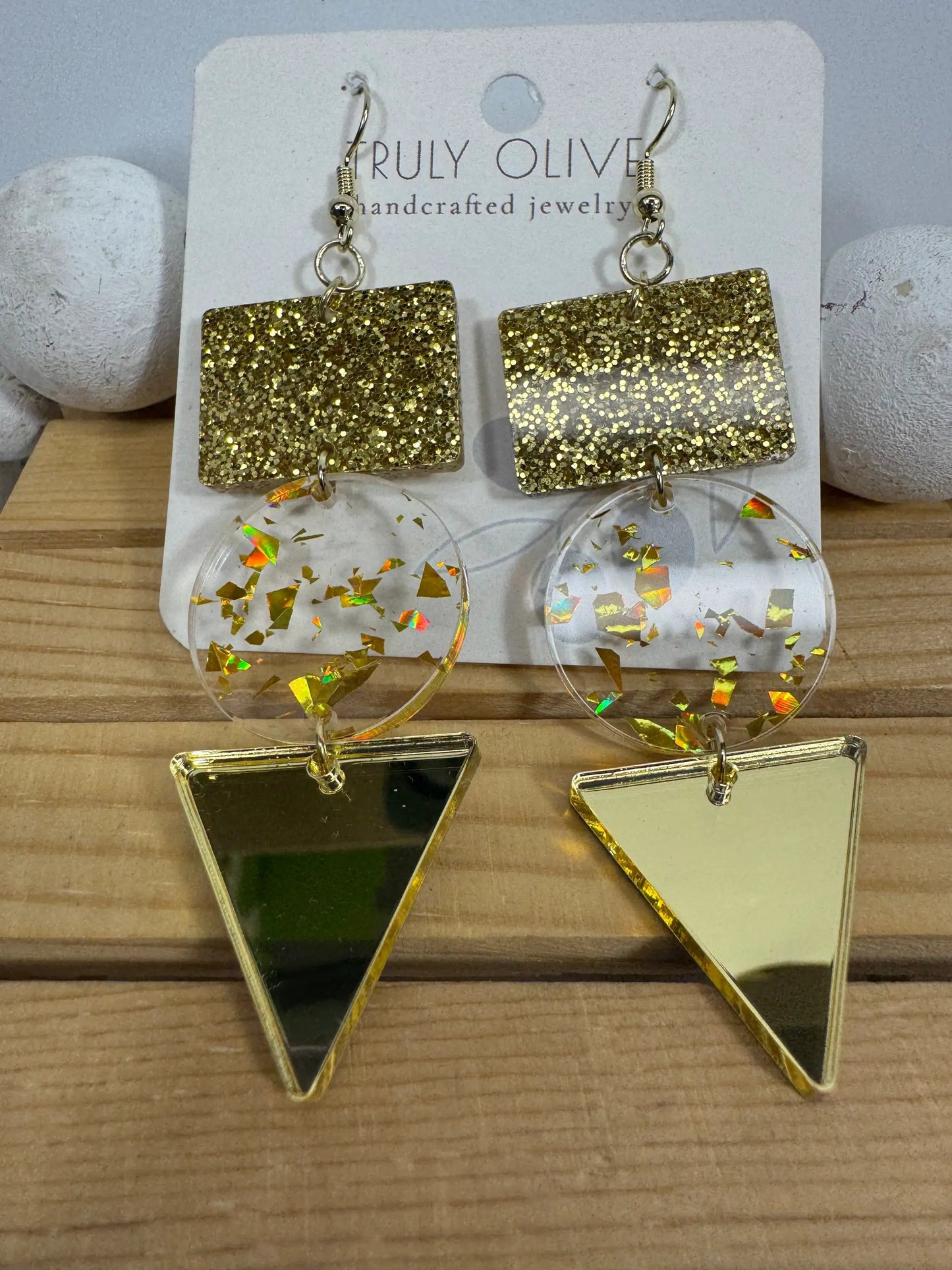 Trulyolive Gold Glitter Holiday Earrings - Earrings Dangle Earrings