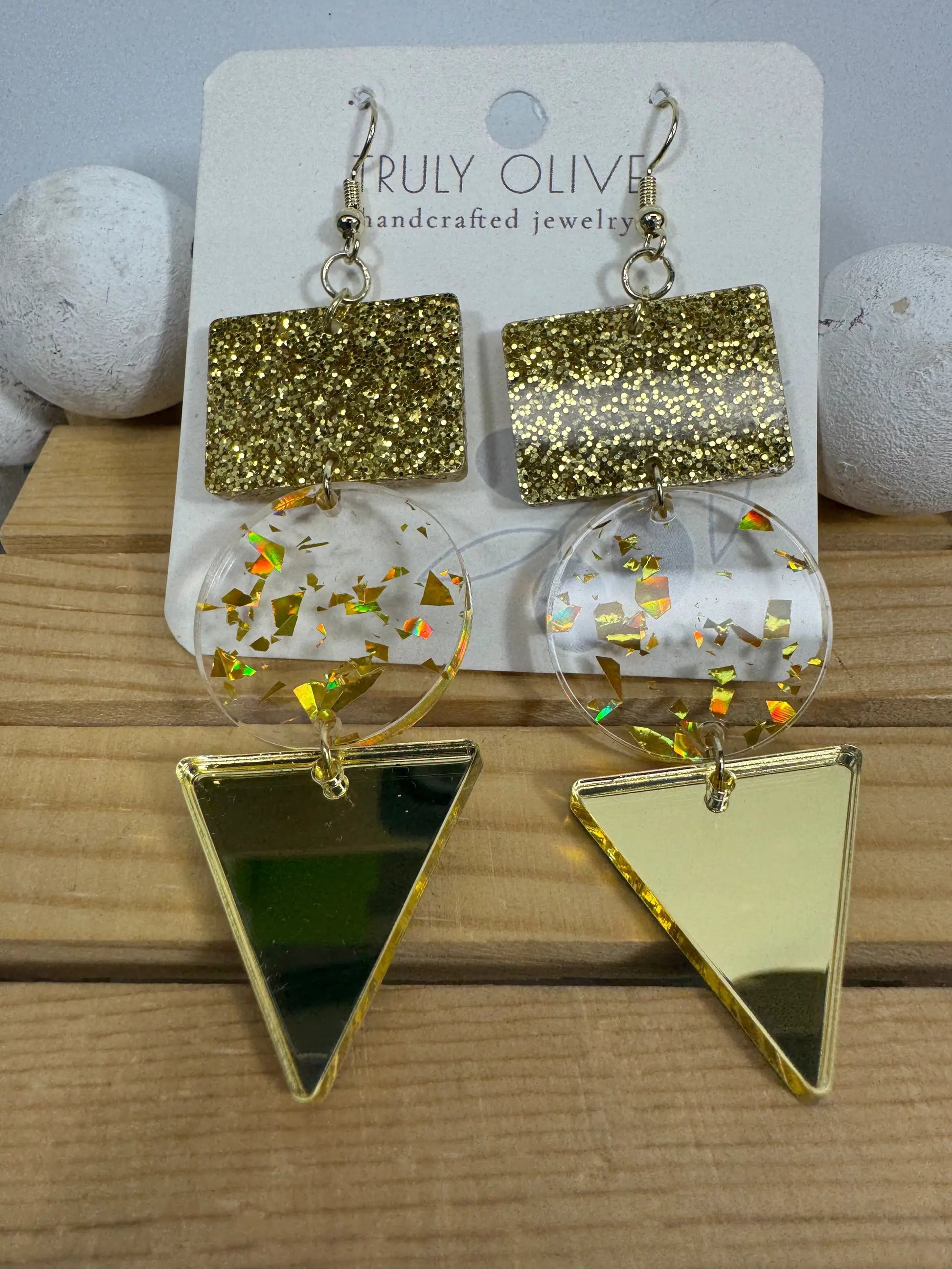 Trulyolive Gold Glitter Holiday Earrings - Earrings Dangle Earrings