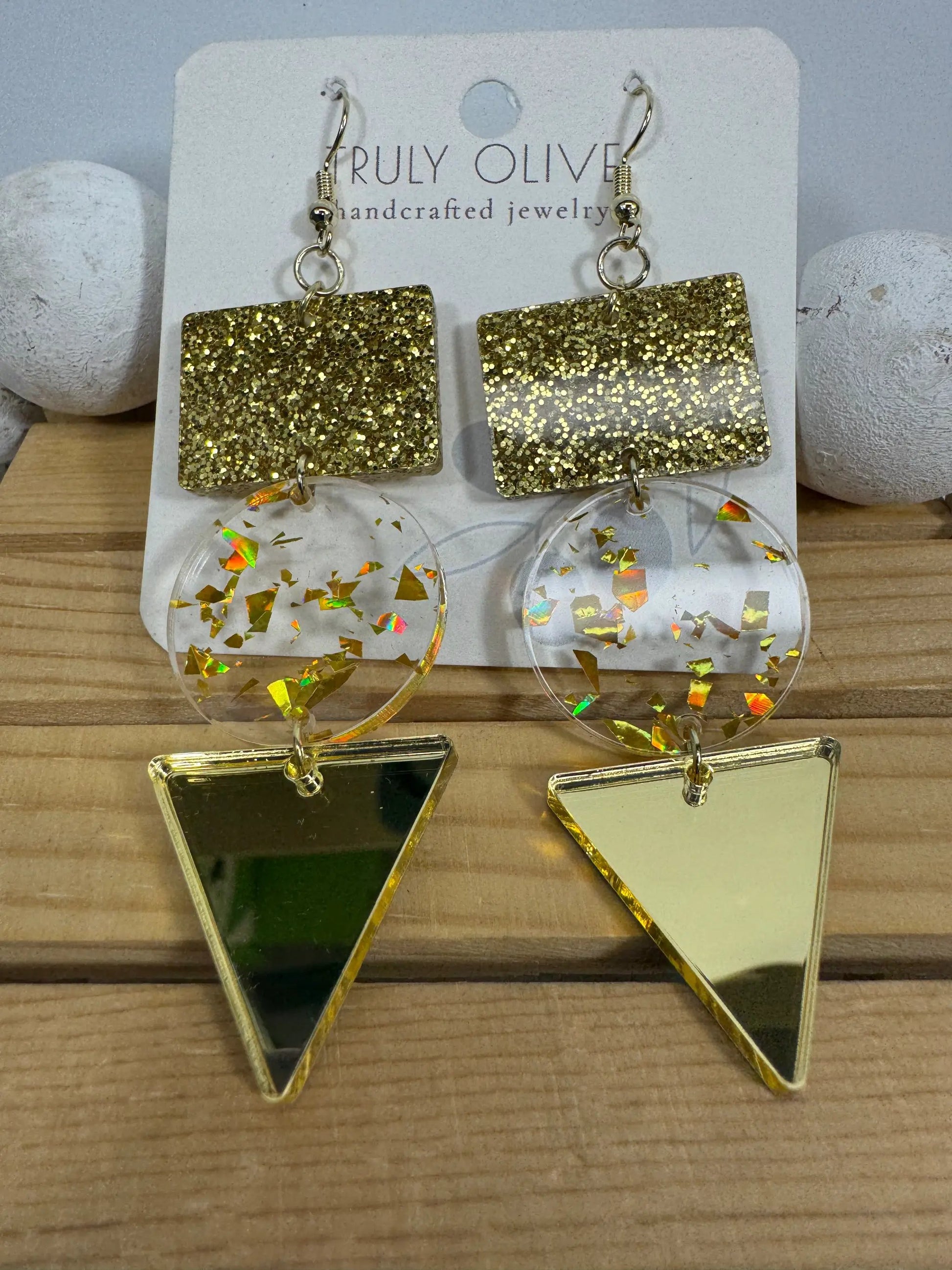 Trulyolive Gold Glitter Holiday Earrings - Earrings Dangle Earrings