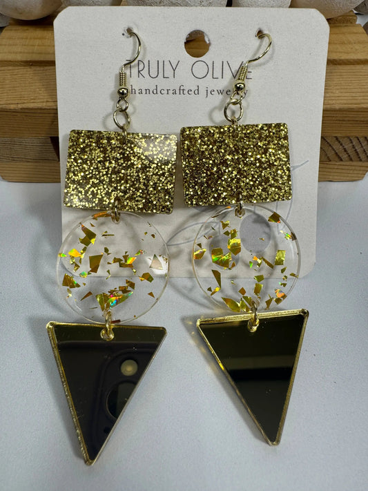 Trulyolive Gold Glitter Holiday Earrings - Earrings Dangle Earrings