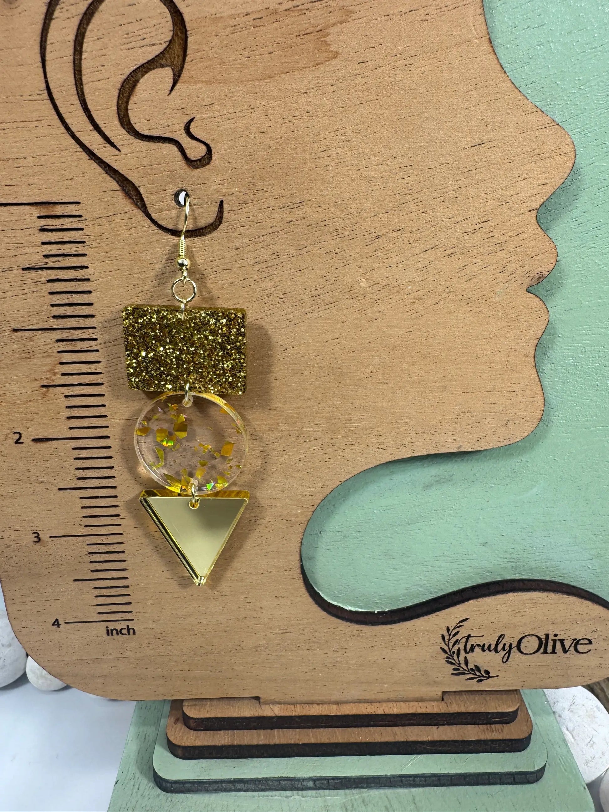 Trulyolive Gold Glitter Holiday Earrings - Earrings Dangle Earrings